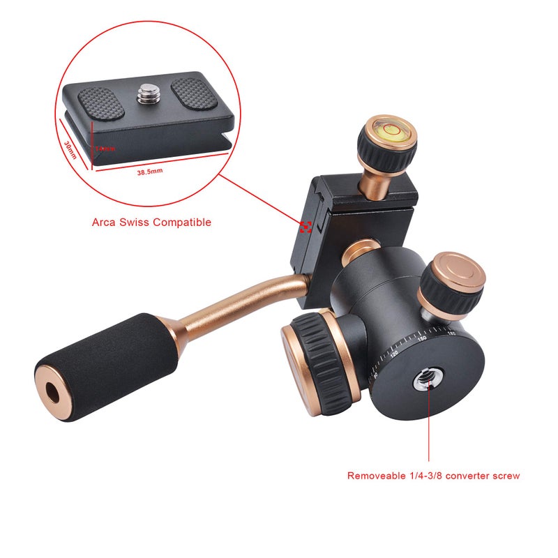 Ruittos Bestshoot Tripod Head, Flexi-Tilt Universal Ball Head with Quick Release Plate, 1/4 Screw for DSLR Camera, Video Camcorder, Cellphone/Pad, Mirrorless Cameras, Ring Light, Selfie - Image 3